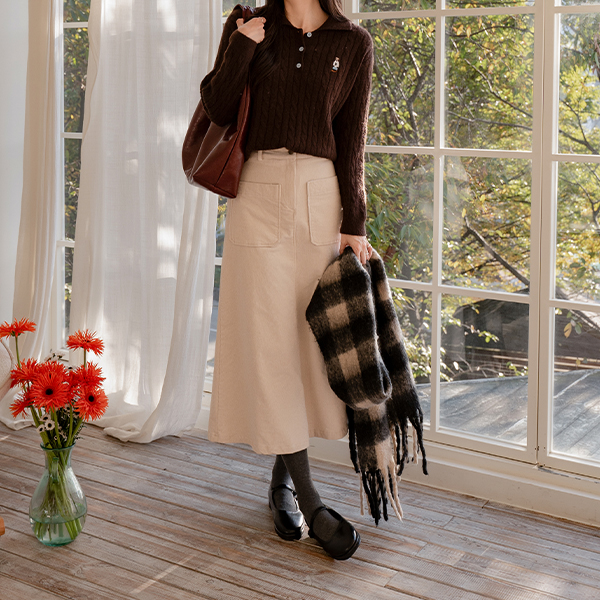테디 Collar Wool Twiddle Knitwear